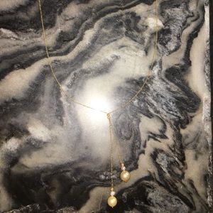 14k Gold Chain and Pearl Lariat